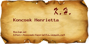 Koncsek Henrietta névjegykártya